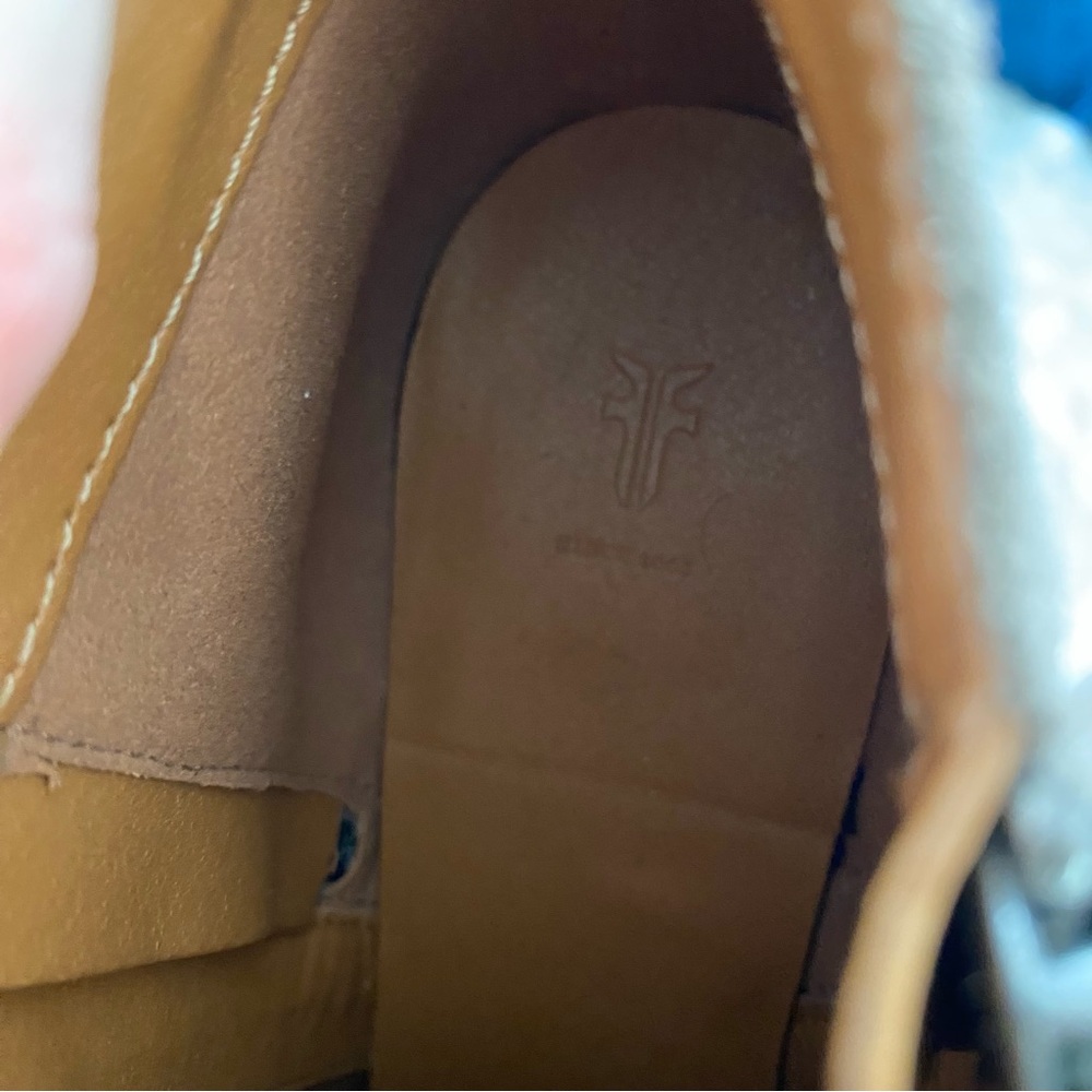 FRYE Judith Double Zip Suede Booties Wooden Block Heel Sz 9 - Picture 5 of 7